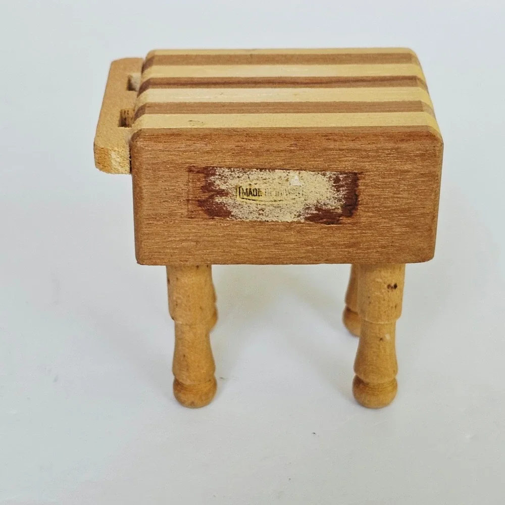 Vintage Miniature Kitchen Furniture Stove Ice Box Butcher Block Set Farmhouse
